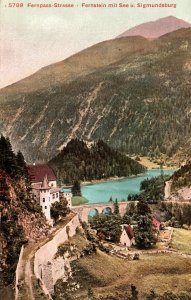 VINTAGE POSTCARD THE GUEST HOUSE FERNPASS STRASSE WINDING MOUNTAIN ROAD AUSTRIA