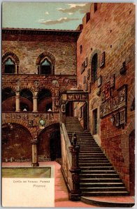 Cortile Del Palazzo Podesta Firenze Italy Starway In The Building Postcard