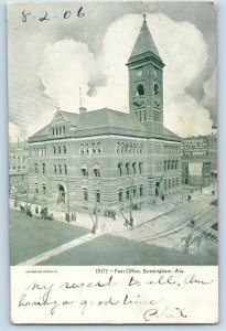 1906 Post Office Building Tower Railway Dirt Road Birmingham Alabama Postcard