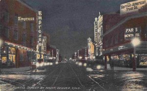 Curtis Street Night Electric Lights Theater District Denver Colorado postcard