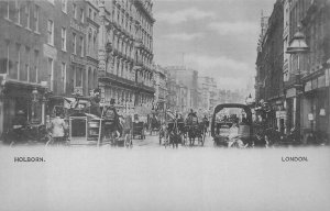 HOLBORN LONDON ENGLAND STREET SCENE CYNOTYPE POSTCARD (c.1900)