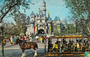 Disneyland, 01110474, Castle and Street Car Magic Kingdom, Old Postcard