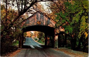 Postcard BRIDGE SCENE Long Grove Illinois IL AK0128