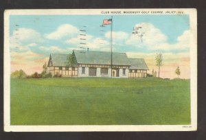 JOLIET ILLINOIS WOODRUFF GOLF COURSE CLUB HOUES FLAG FLYING VINTAGE POSTCARD