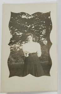 RPPC Middle Aged Woman Posing for Photo Postcard R1