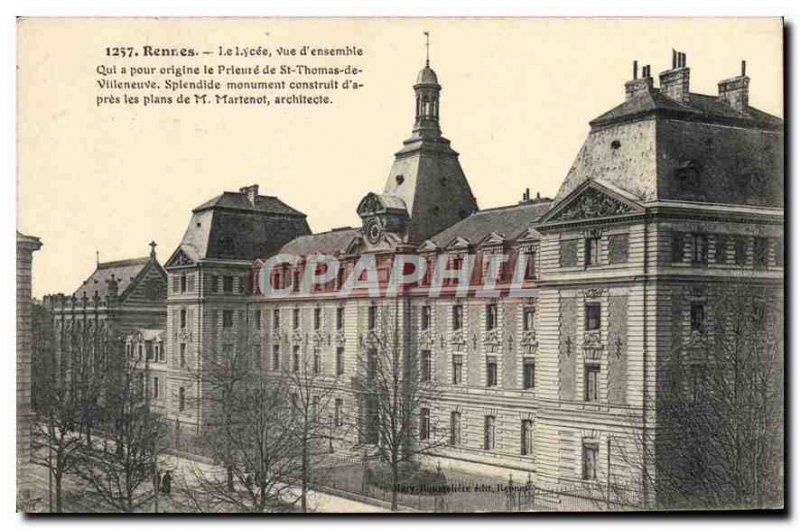 Old Postcard Rennes Le Lycee overview Who originated the Prioress of St. Thom...