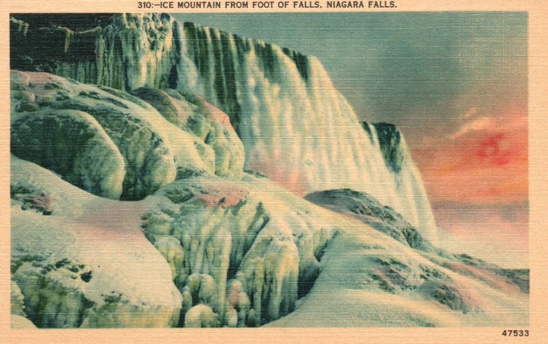 Vintage Postcard 1930's View of Ice Mountain from Foot of Falls