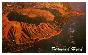 Aerial View Diamond Head Oahus volcano & Black Point Hawaii Postcard Posted 1984