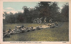 Advancing By Squads, Camp Funston, Ft. Riley, Kansas, Early Postcard, Used