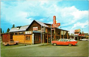 Madison Lodge Hotel West Yellowstone Montana Postcard old cars