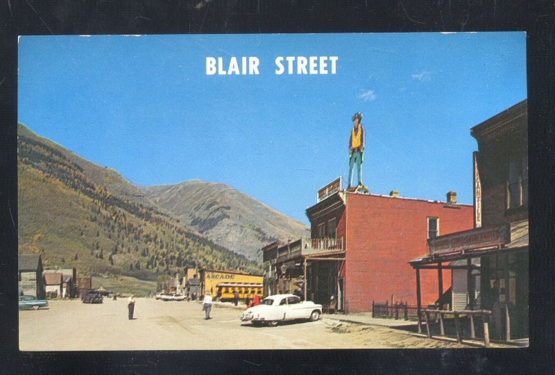 SILVERTON COLORADO DOWNTOWN BLAIR STREET SCENE OLD CARS VINTAGE POSTCARD