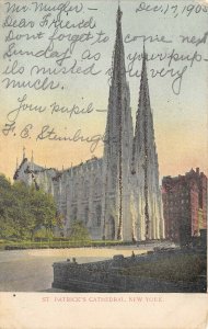 New York NY 1906 Postcard St. Patrick's Cathedral Glitter