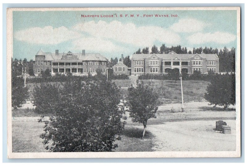 Panoramic View Of Harpers Lodge I.S.F.M.Y. Fort Wayne Indiana IN Postcard 