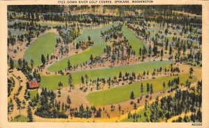 Spokane, WA Washington  DOWN RIVER GOLF COURSE  Aerial View  ca1940's Postcard