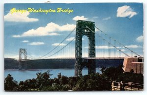 1950s NEW YORK GEORGE WASHINGTON BRIDGE HUDSON RIVER NJ TURNPIKE POSTCARD P93