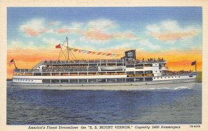 SS Mount Vernon Streamliner Steamship 1940s Postcard Wilson Line Washington DC