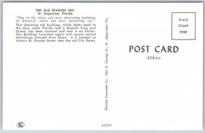 St. Augustine Florida 1950s Postcard The Old Spanish Inn