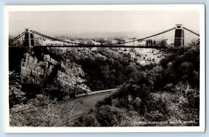 England Postcard Clifton Suspension Bridge Bristol 1954 Vintage RPPC Photo