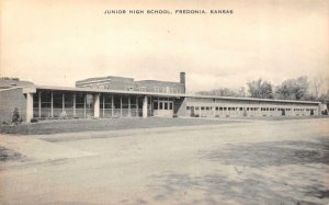 FREDONIA, Kansas KS    JUNIOR HIGH SCHOOL  Wilson County   VINTAGE B&W Postcard