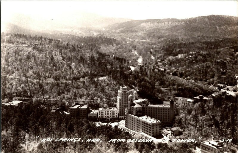 RPPC View of Hot Springs AR from Observation Tower Vintage Postcard E02