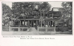 Marine and Field Club House, Bath Beach, Brooklyn, Early Postcard, Unused