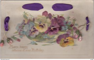 Woven Ribbon ; Pansy Flowers , Birthday , 00-10s