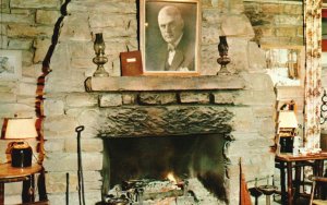 Vintage Postcard Fireplace In Abe Martin Lodge At Brown County Nashville Indiana