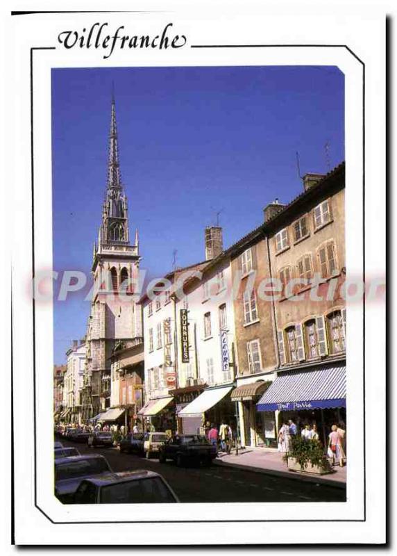 Modern Postcard Villefranche In Beaujolais National Street and Church of Our ...