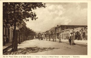 colombia, BARRANQUILLA, Paseo Colón en la Calle Ancha (1920s) Postcard