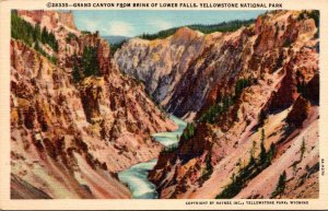 Yellowstone National Park Grand Canyon From Brink Of Lower Falls Curteich