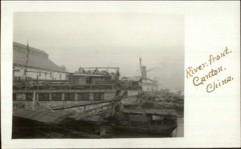 Canton China River Front c1910 Real Photo Postcard