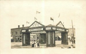 Postcard RPPC C-1918 Victory Arch welcome Western Union occupational TP24-3360