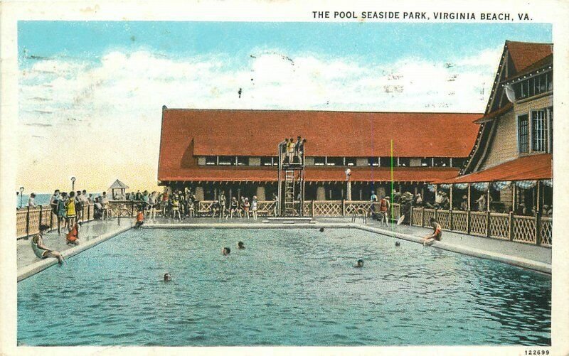 Virginia Beach Virginia Pool Seaside Park Kaufman Teich Postcard 22-5284