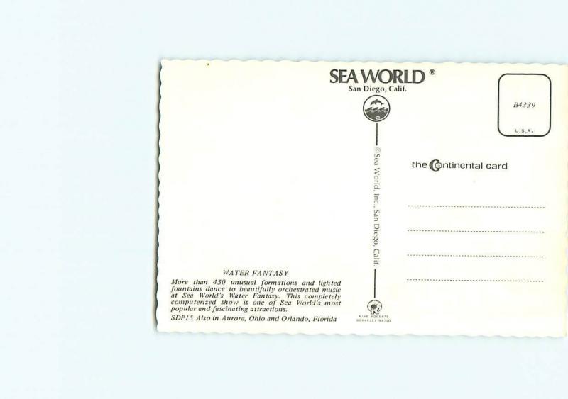 Vintage Postcard Sea World Water fantasy Show  San Diego California # 3491