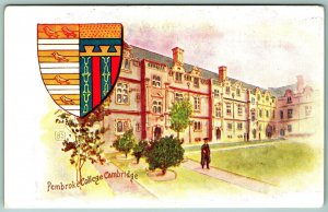 Pembroke College Student Crest Cambridge UK England UNP DB Postcard J11