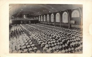 WWII Great Lakes Naval Station 1940s RPPC Real Photo Postcard Sailors Great Hall