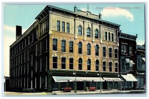 1910 Exterior Hotel Downing Building Oskaloosa Iowa IA Unposted Vintage Postcard