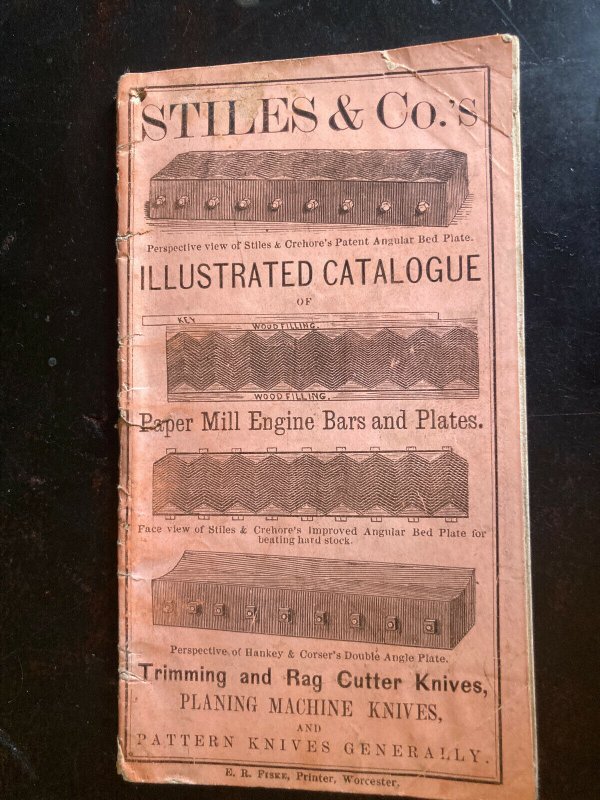 1865 Stiles & Co. Catalog Machine Knives Logging Clappville MA Worcester 