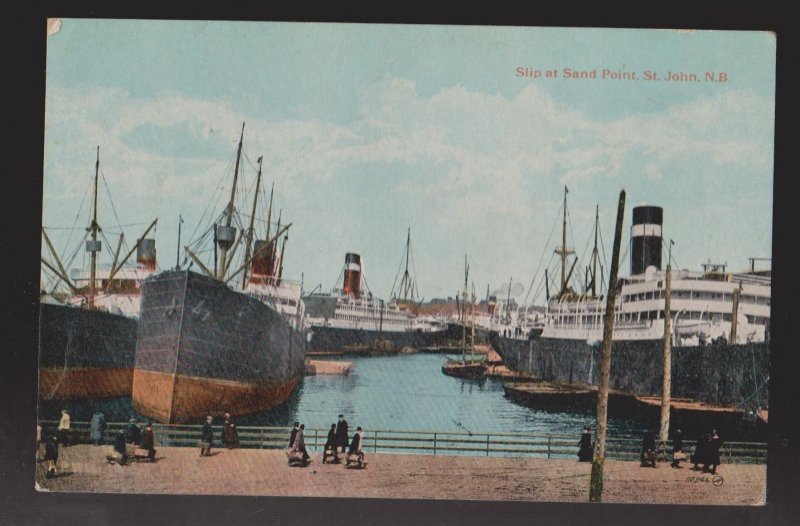 Old Ships Docked At Sand Point, St. John NB - 1910s - Unused - Some Wear