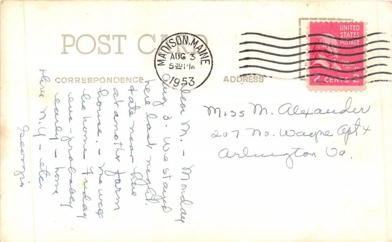 Madison Maine 1953 RPPC Real Photo Postcard Luce's Lodge