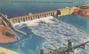 Tennessee Chattanooga Aerial View Of Chickamauga Dam On Tennessee River