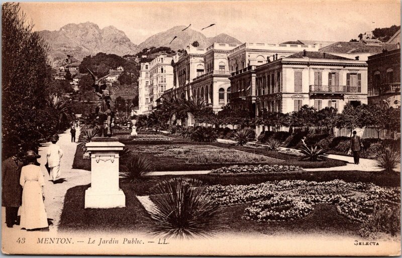 Vtg France Menton Le Jardin Public Garden 1910s Postcard