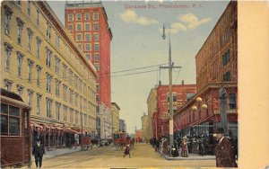 Dorance Street Streetcars Providence Rhode Island 1910c postcard