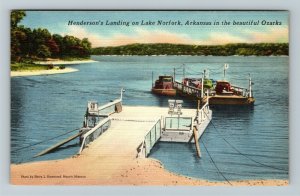 Norfork Lake AR-Arkansas, Ozarks, Henderson's Landing, Car Ferry, Linen Postcard