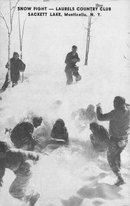 SNOWBALL FIGHT Sackett Lake LAURELS COUNTRY CLUB Monticello NY Catskills Vintage