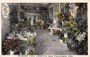 San Francisco California Josephs Florists Interior Antique Postcard K56117