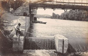 Decatur Illinois Man Fishing in River Real Photo Vintage Postcard AA31181