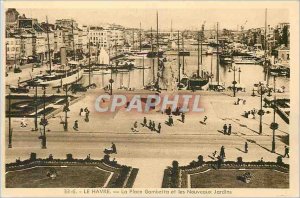 Old Postcard Le Havre The Place Gambetta and Gardens New Boats