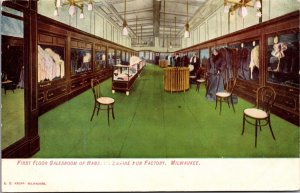 Postcard First Floor Salesroom of Hansens Empire Fur Factory Milwaukee Wisconsin