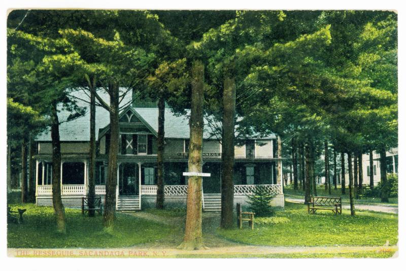 Day to Corinth, New York used 1908 Postcard, The Resseguie, Sacandaga Park